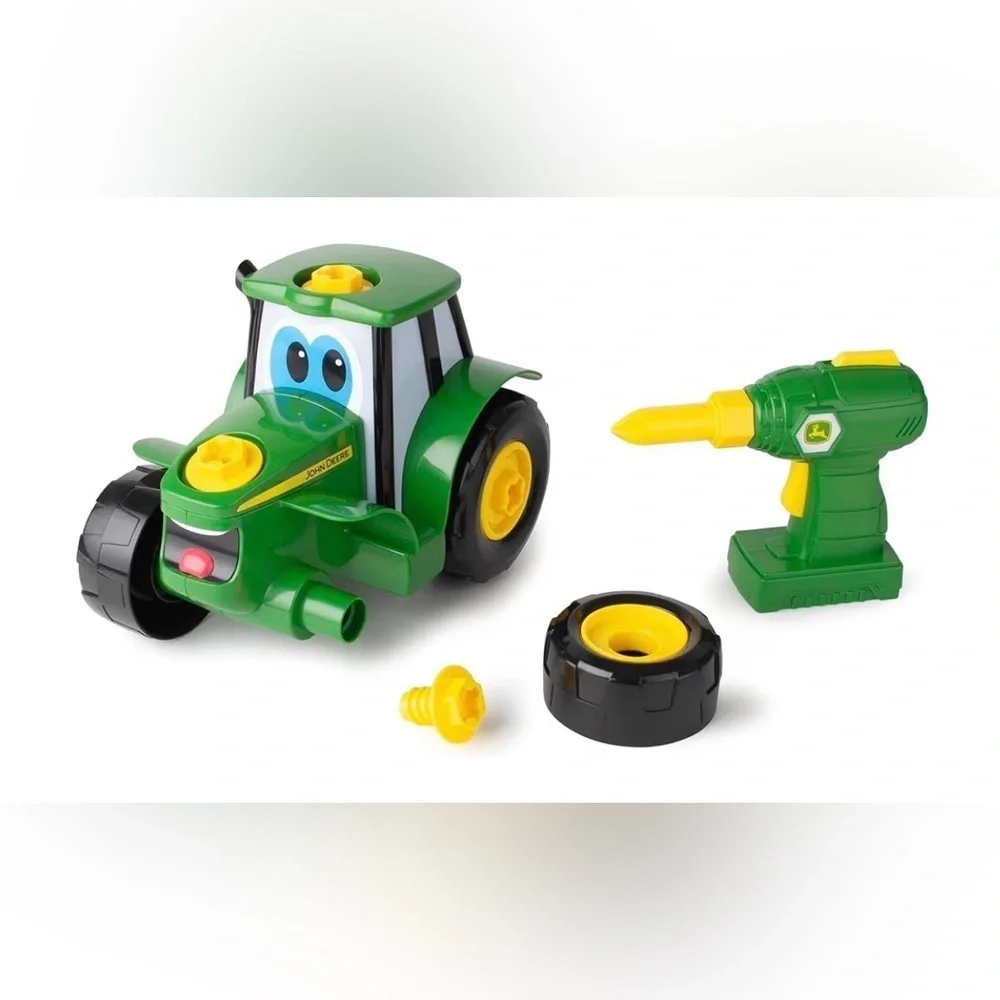 John Deere Green and Yellow Tractor Toy with drill